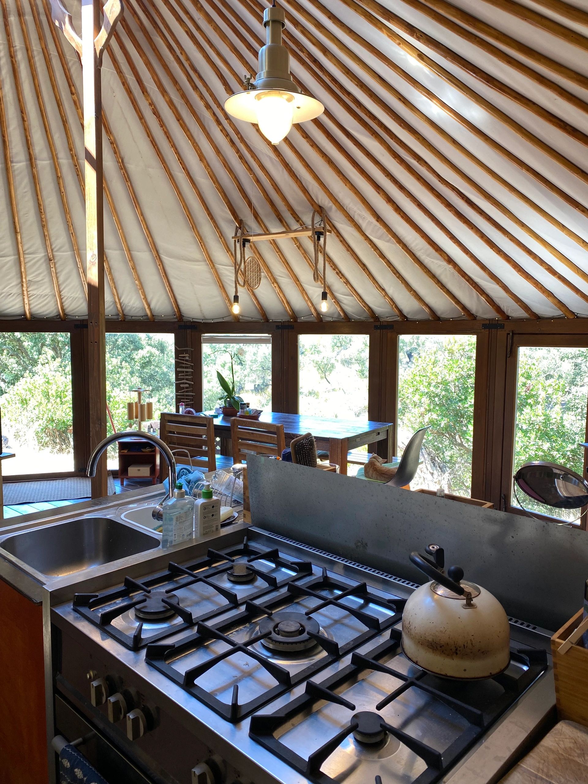 The connected glass wall yurt residence